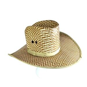 Texas Hat Company Straw Cowboy Hat Western Vented Brown Beige Mens Sz 6-7/8